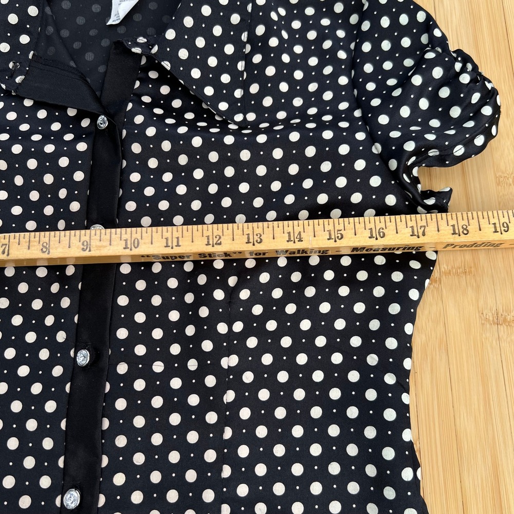 Polka Dot Shirt Dress Womens Black & White‎ Career Casual Work Office - Picture 5 of 8